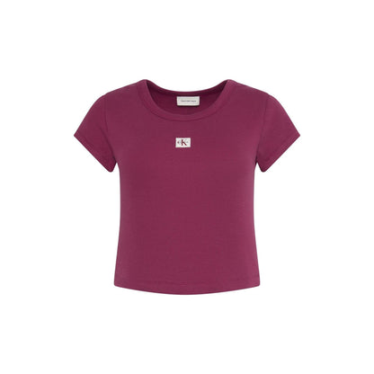 Red - Front - Calvin Klein Womens-Ladies Ribbed Woven Crop Top