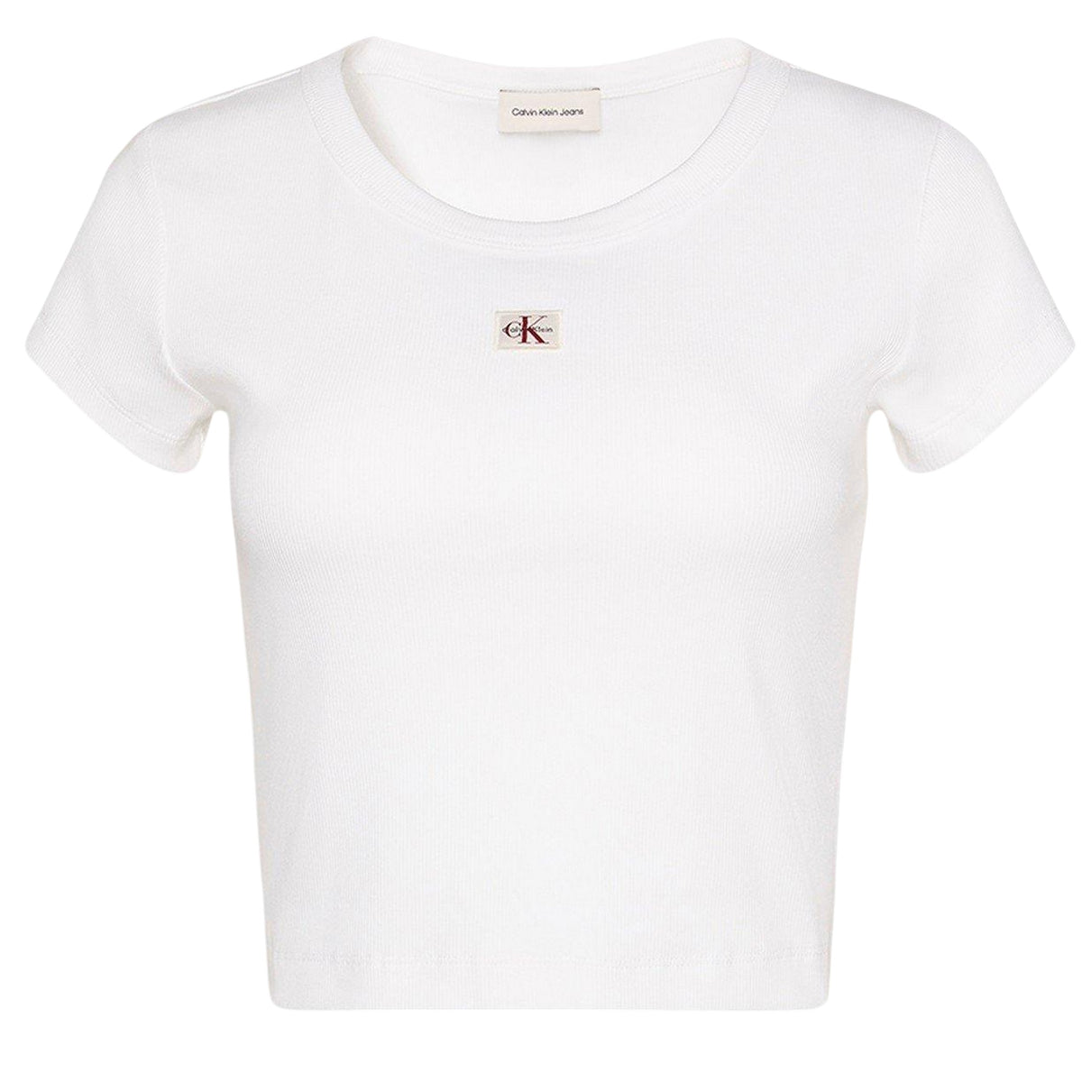 White - Front - Calvin Klein Womens-Ladies Ribbed Woven Crop Top
