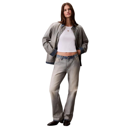 White - Pack Shot - Calvin Klein Womens-Ladies Ribbed Woven Crop Top