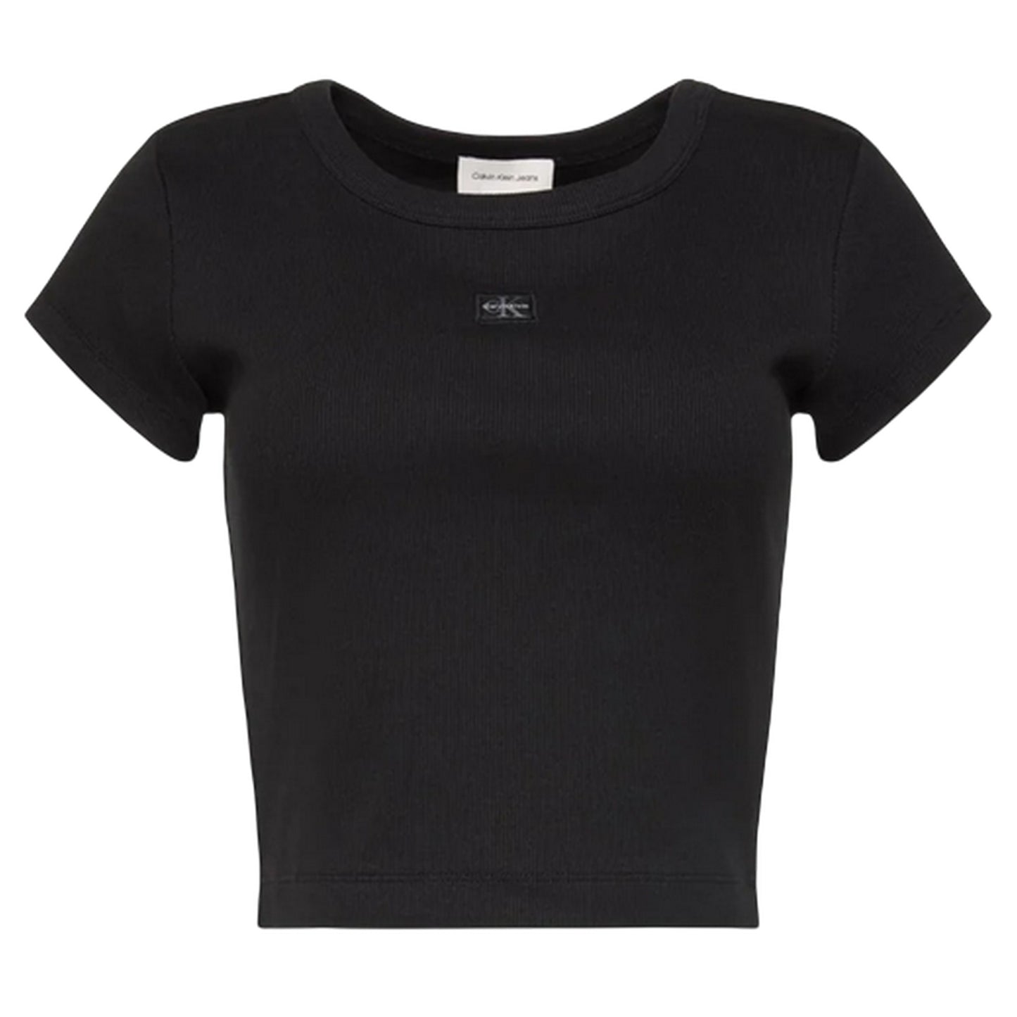 Black - Front - Calvin Klein Womens-Ladies Ribbed Woven Crop Top