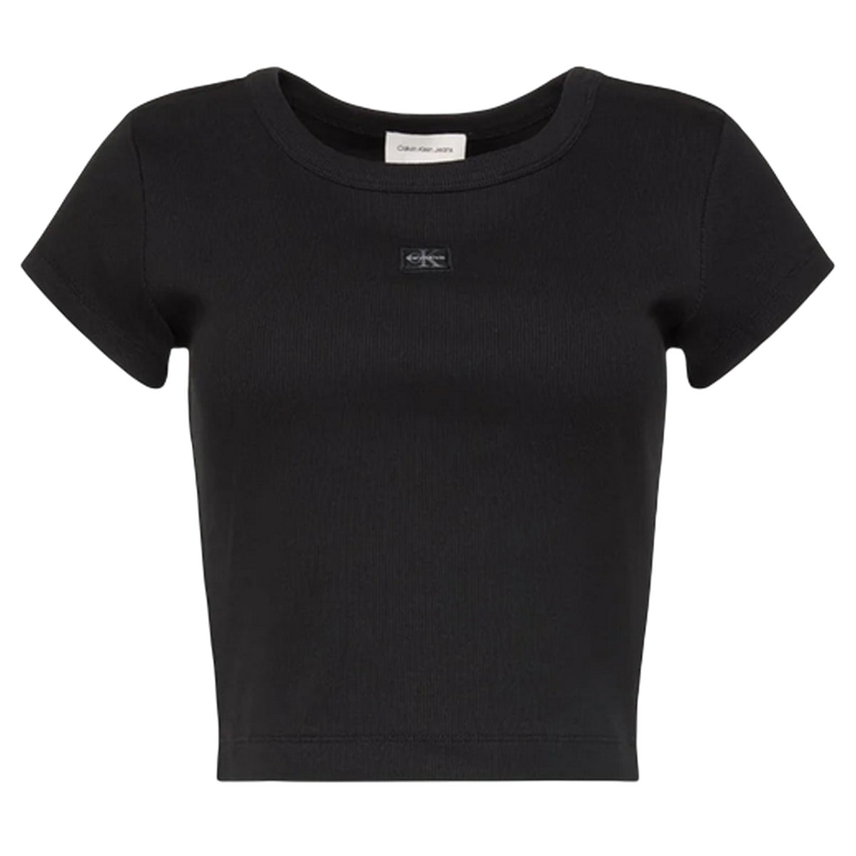 Black - Front - Calvin Klein Womens-Ladies Ribbed Woven Crop Top