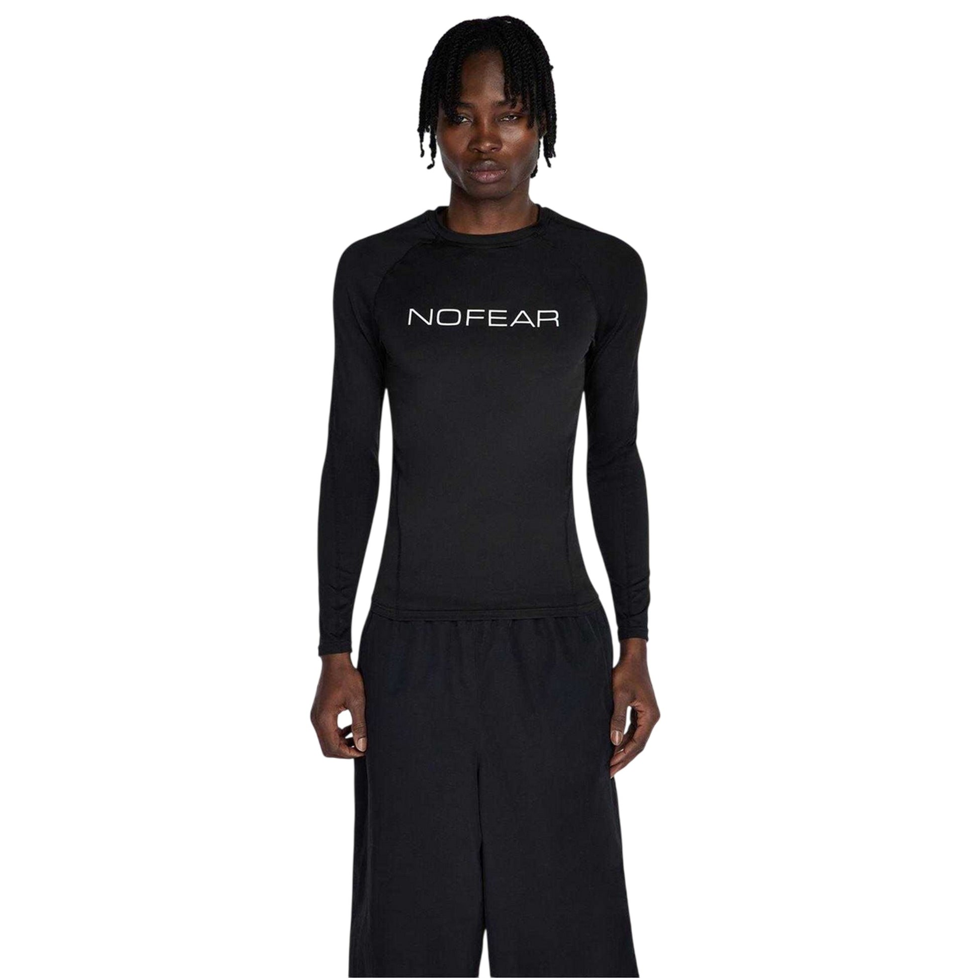 Black - Pack Shot - No Fear Mens Logo Raglan Long-Sleeved T-Shirt