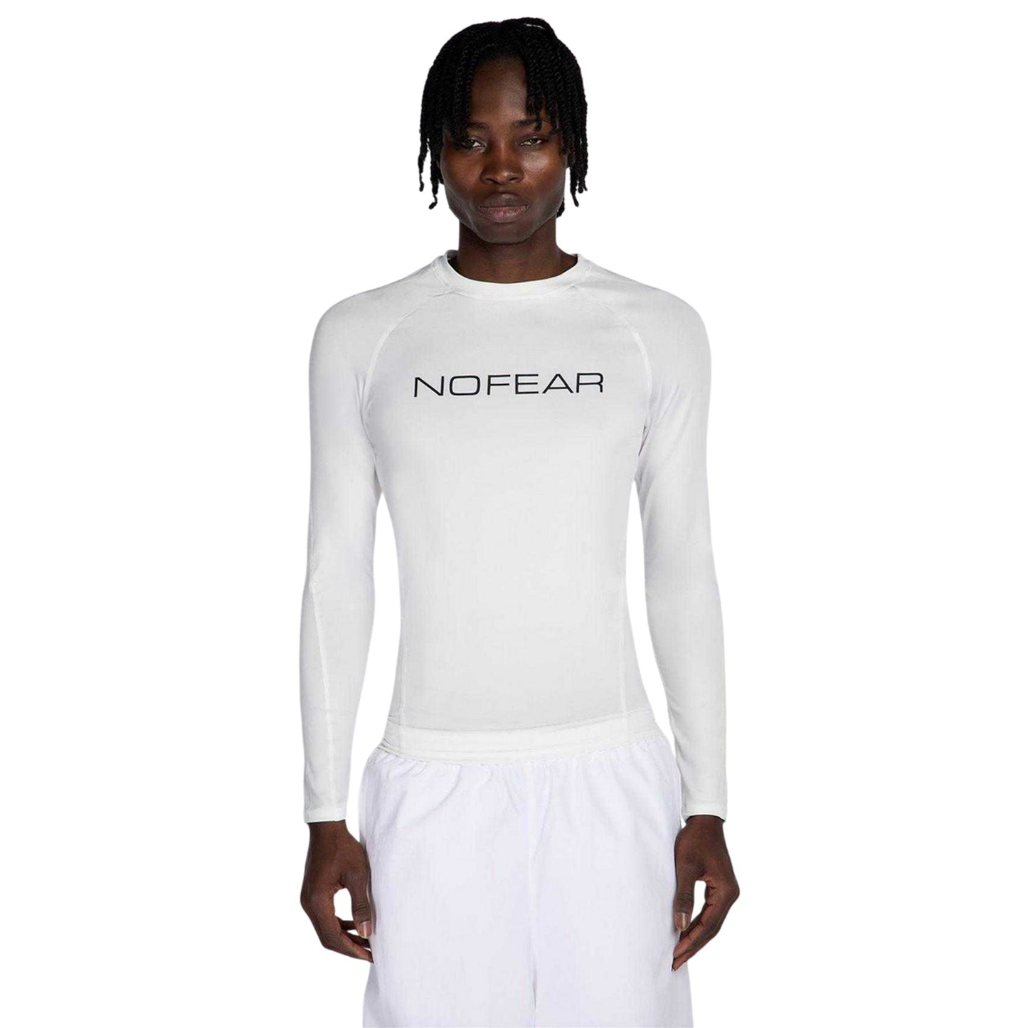 White - Pack Shot - No Fear Mens Logo Raglan Long-Sleeved T-Shirt