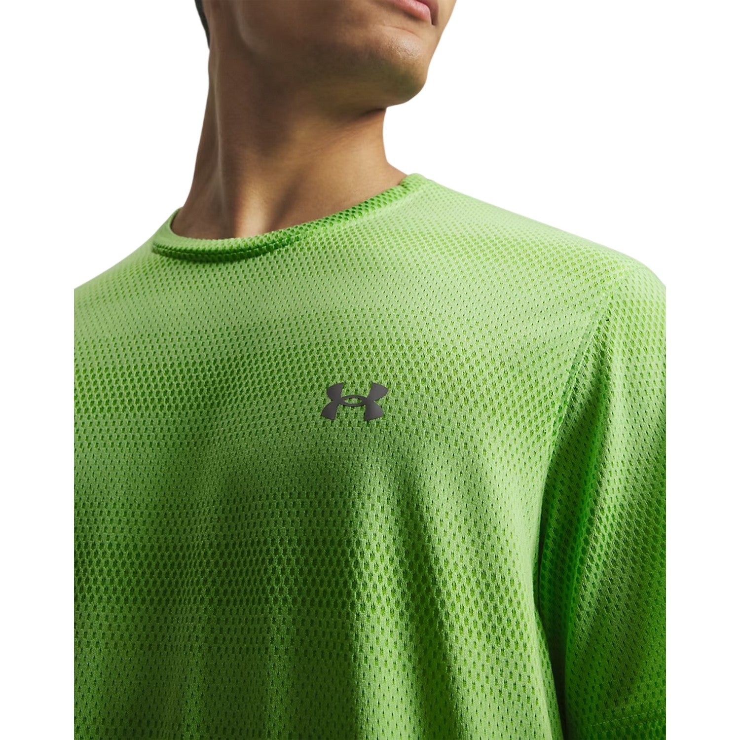 Lime - Side - Under Armour Mens Velociti Performance Gym T-Shirt
