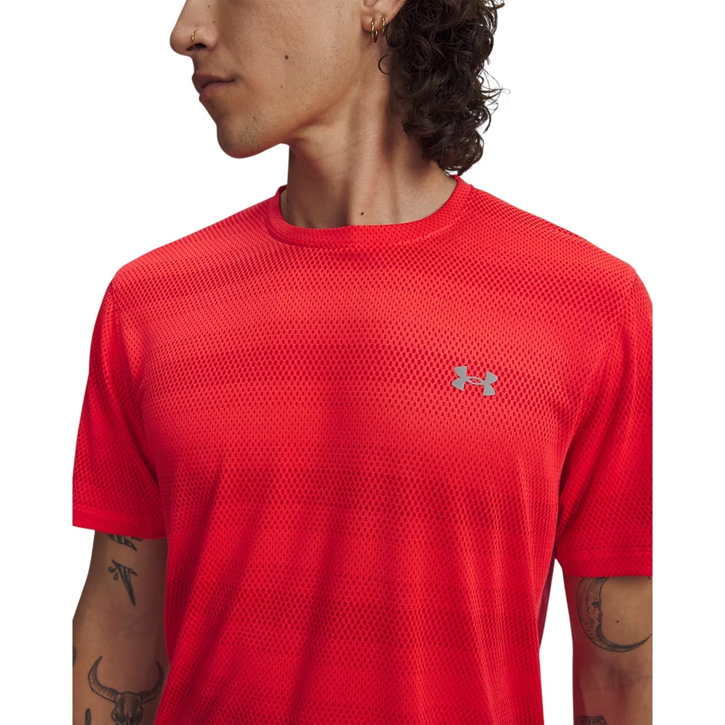 Red - Side - Under Armour Mens Velociti Performance Gym T-Shirt