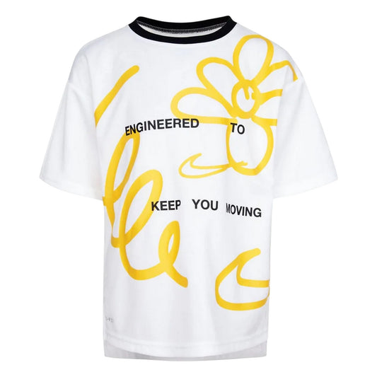 White-Yellow - Front - Nike Boys Perf Select Performance T-Shirt