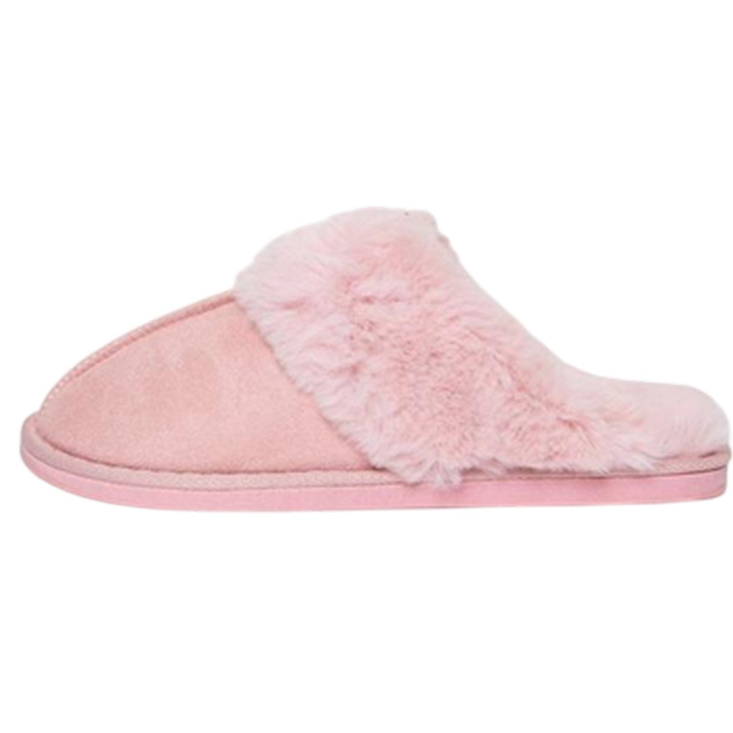 Pink - Back - Threadbare Womens-Ladies Solace Suede Mule Slippers