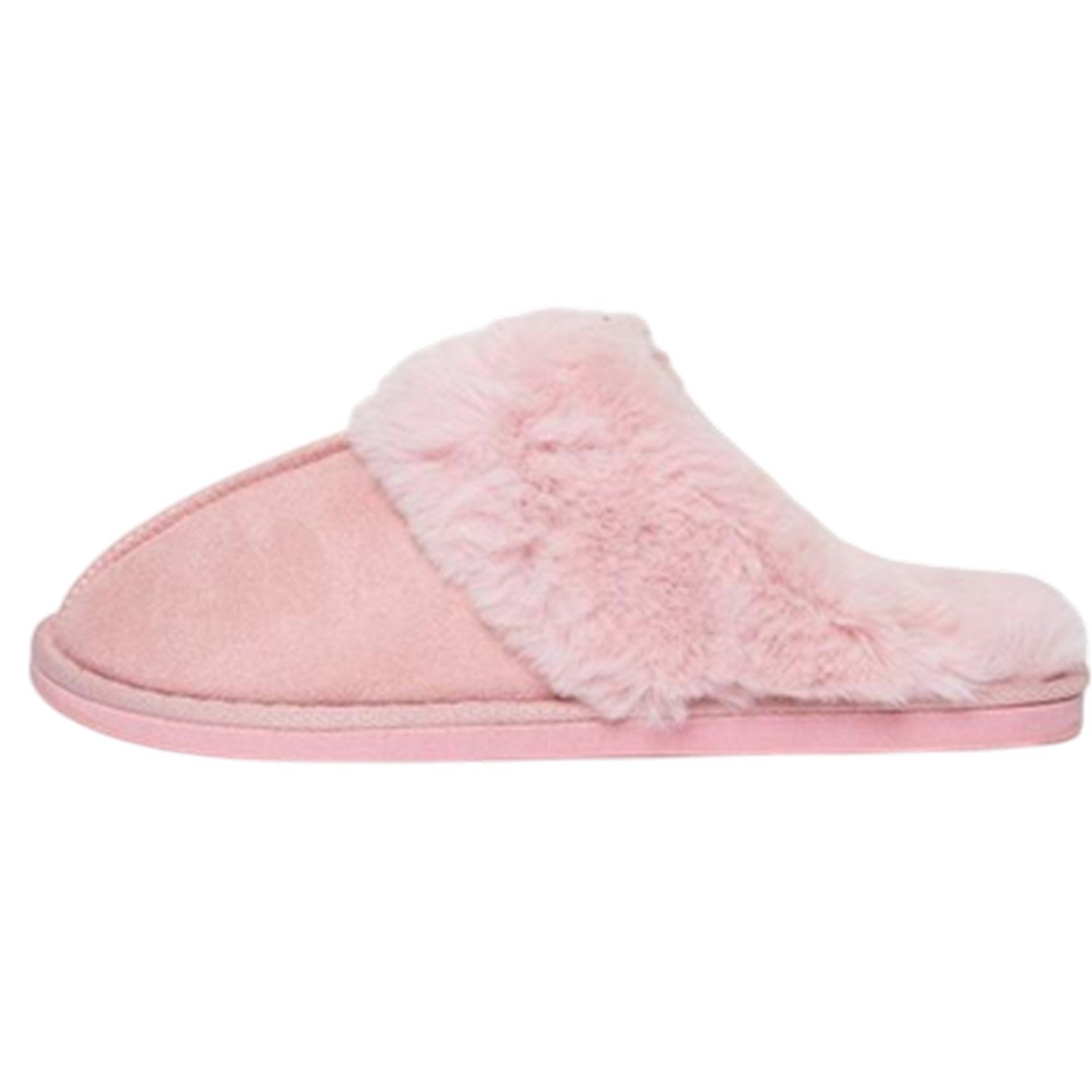 Pink - Back - Threadbare Womens-Ladies Solace Suede Mule Slippers