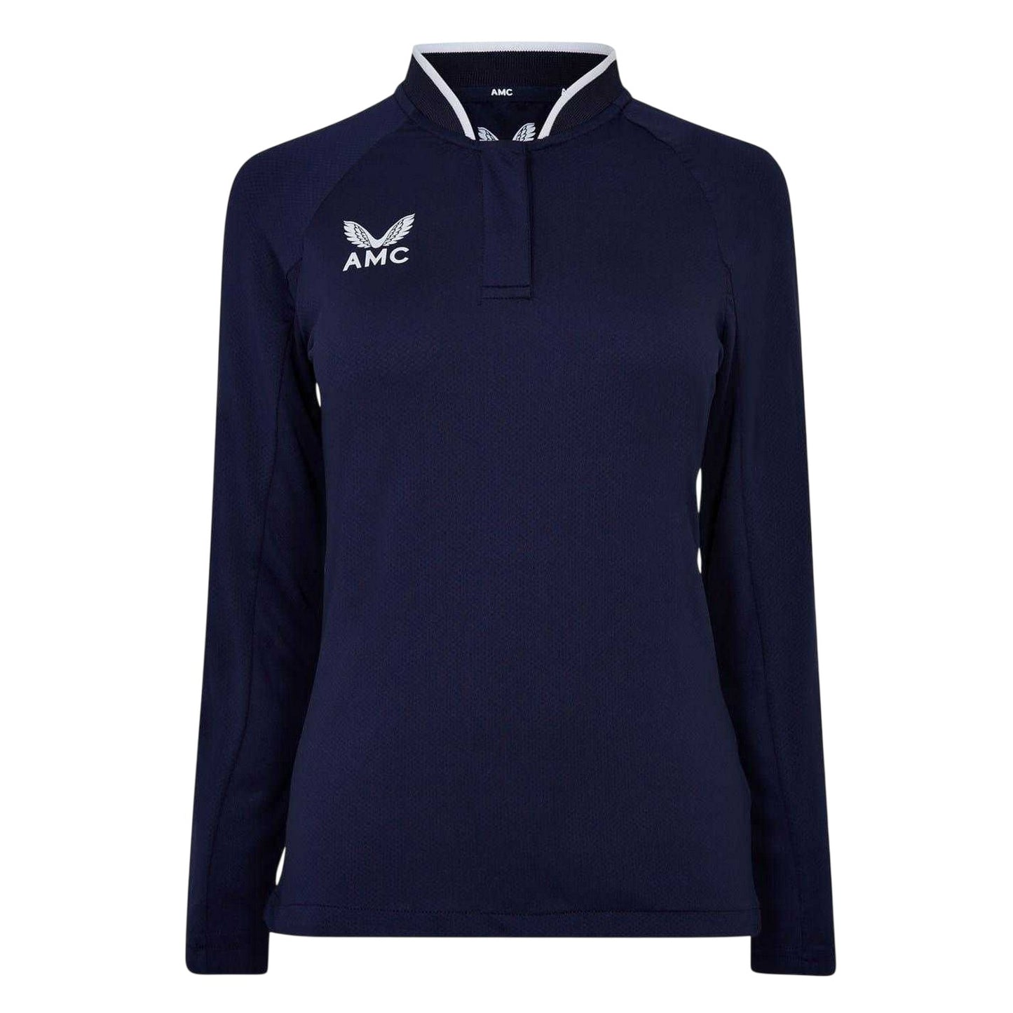 Navy-White - Front - Castore Womens-Ladies Raglan Long-Sleeved Polo Shirt