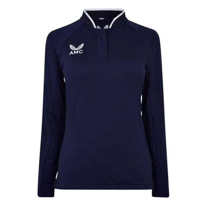 Navy-White - Front - Castore Womens-Ladies Raglan Long-Sleeved Polo Shirt
