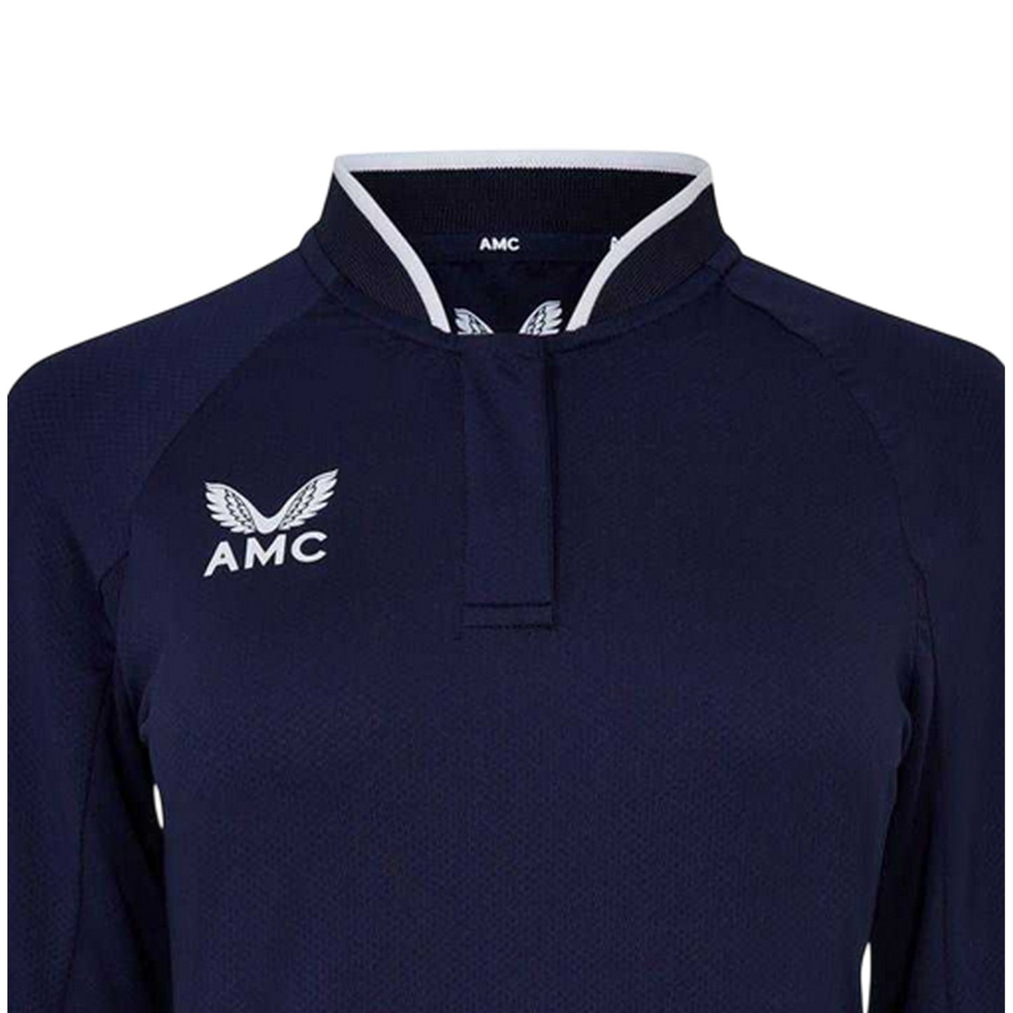 Navy-White - Side - Castore Womens-Ladies Raglan Long-Sleeved Polo Shirt
