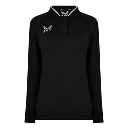 Black - Front - Castore Womens-Ladies Raglan Long-Sleeved Polo Shirt