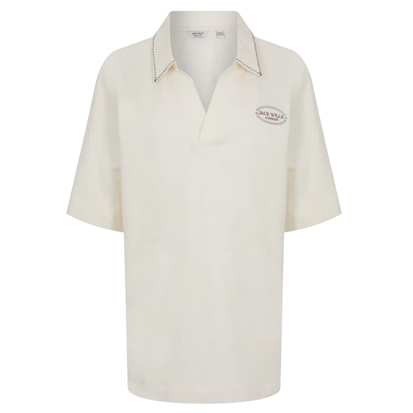 Vintage White - Front - Jack Wills Womens-Ladies Baggy Short-Sleeved Polo Shirt