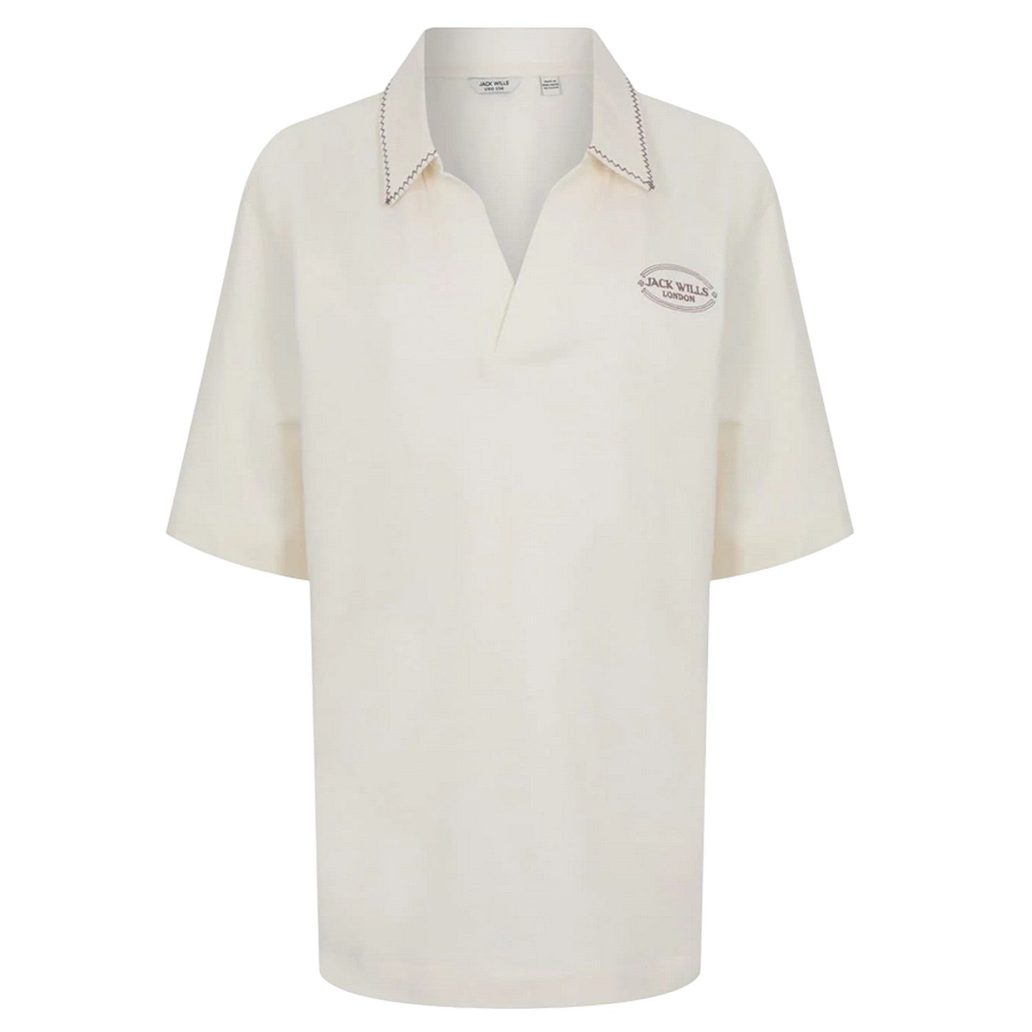 Vintage White - Front - Jack Wills Womens-Ladies Baggy Short-Sleeved Polo Shirt