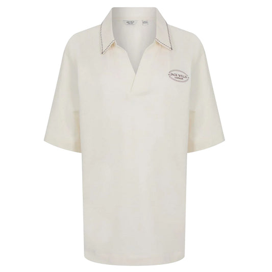 Vintage White - Front - Jack Wills Womens-Ladies Baggy Short-Sleeved Polo Shirt