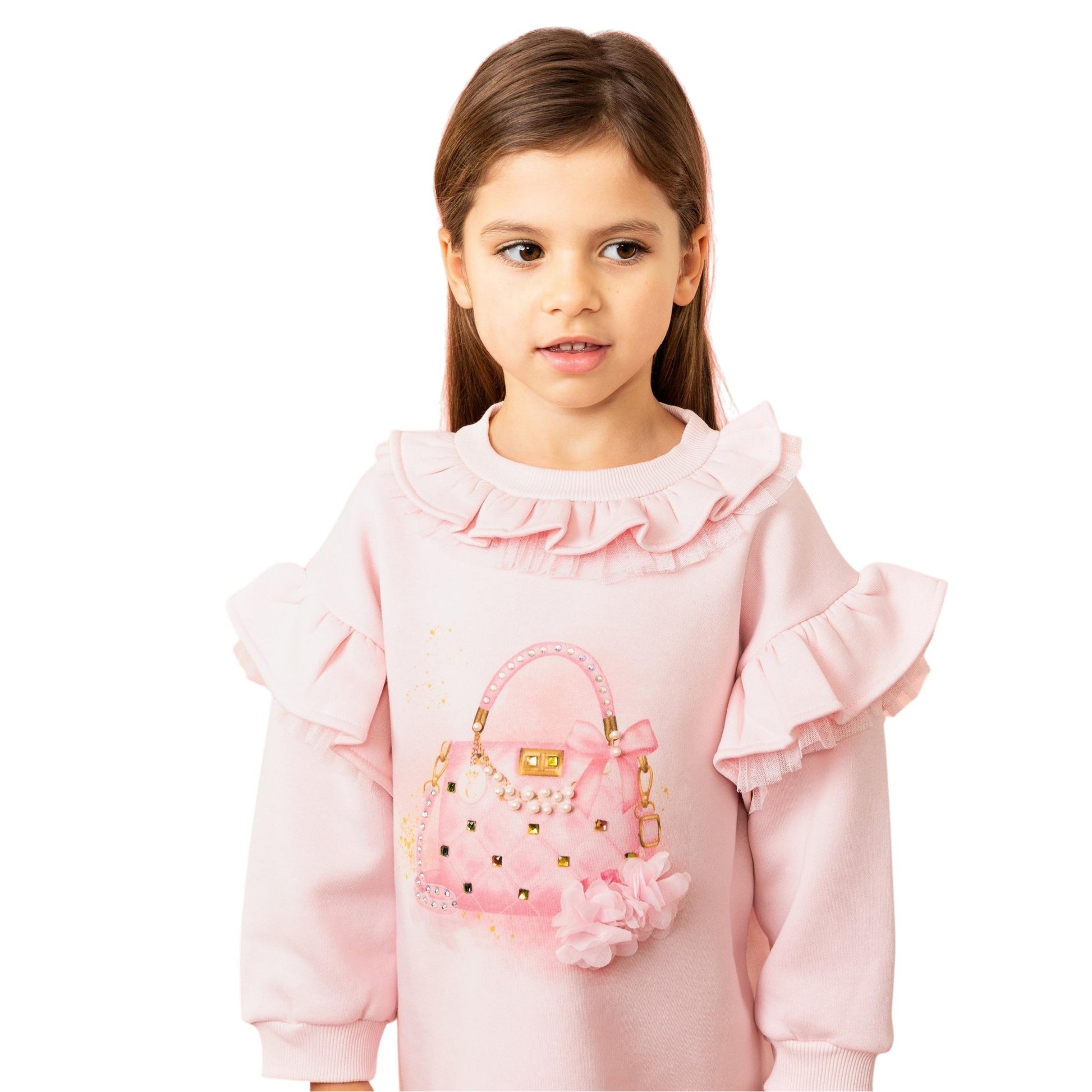 Pink - Side - Caramelo Kids Girls Handbag Mini Dress