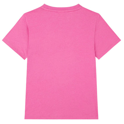 Fuchsia - Back - Lacoste Childrens-Kids Lettering Embroidered T-Shirt