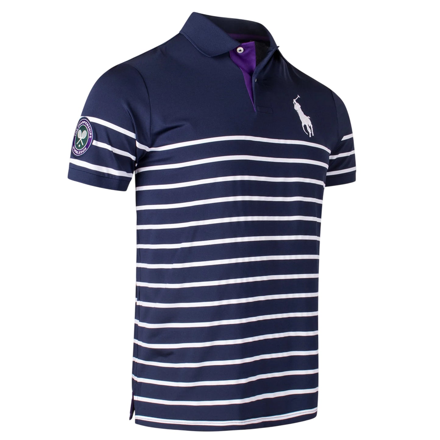 Navy - Side - Ralph Lauren Mens Striped Polo Shirt