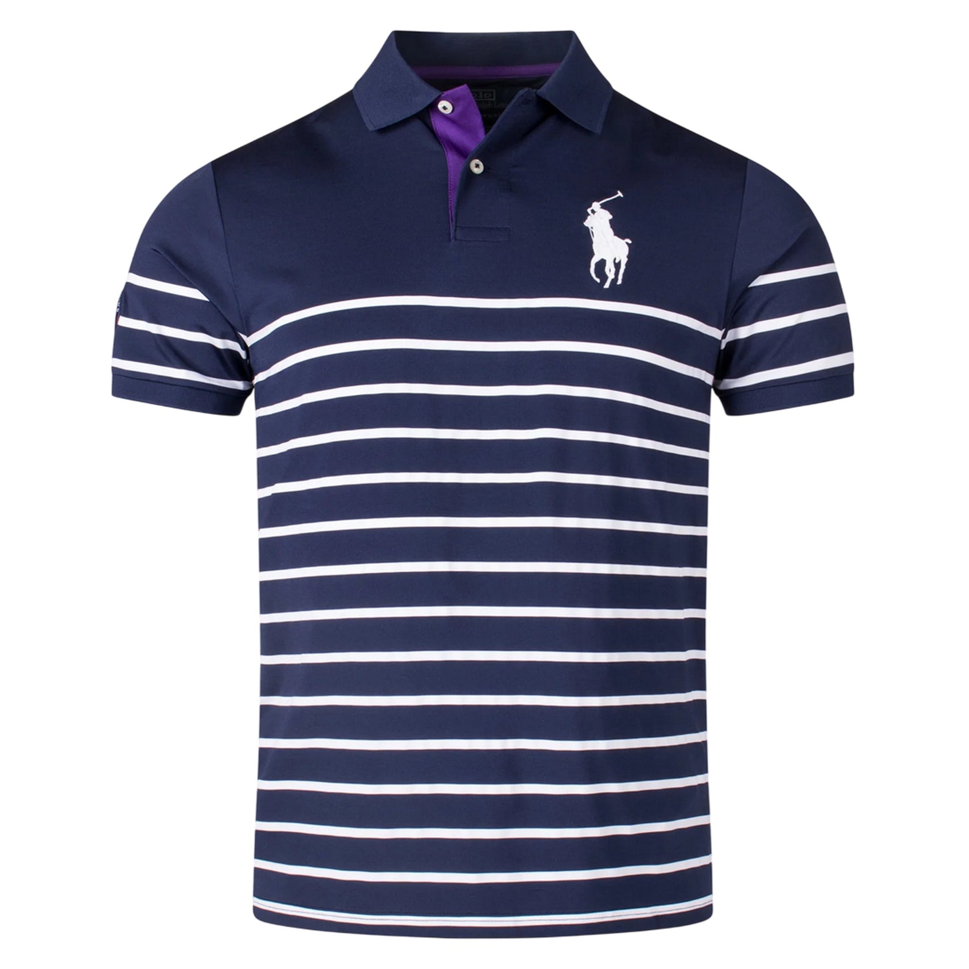 Navy - Front - Ralph Lauren Mens Striped Polo Shirt