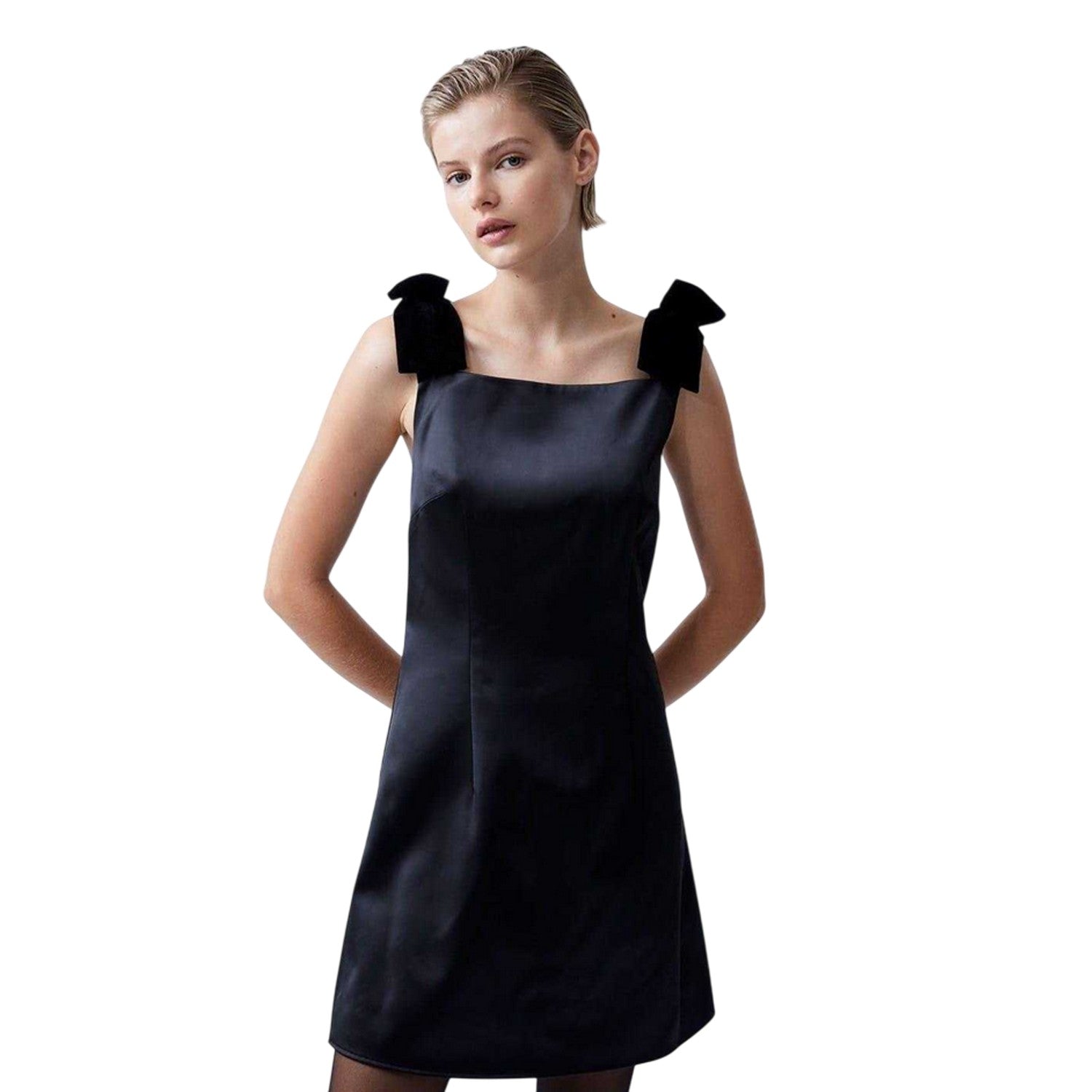 Blackout - Side - French Connection Womens-Ladies Carey A-line Regular Mini Dress