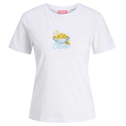 White - Front - JJXX Womens-Ladies Olive Drupe T-Shirt