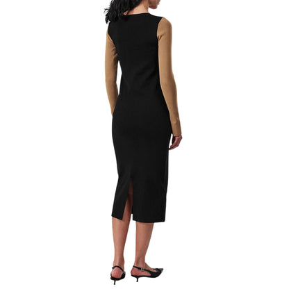 Black-Brown-White - Back - Boss Womens-Ladies Florency Viscose Slim Midi Dress