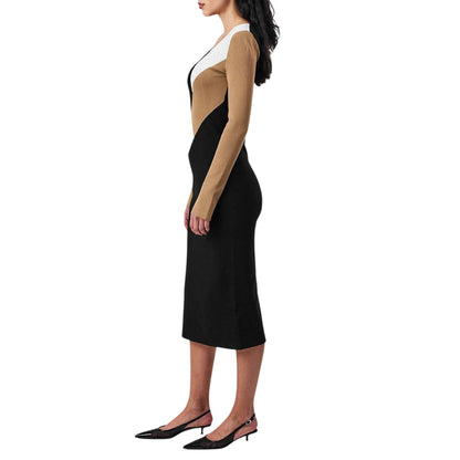 Black-Brown-White - Lifestyle - Boss Womens-Ladies Florency Viscose Slim Midi Dress