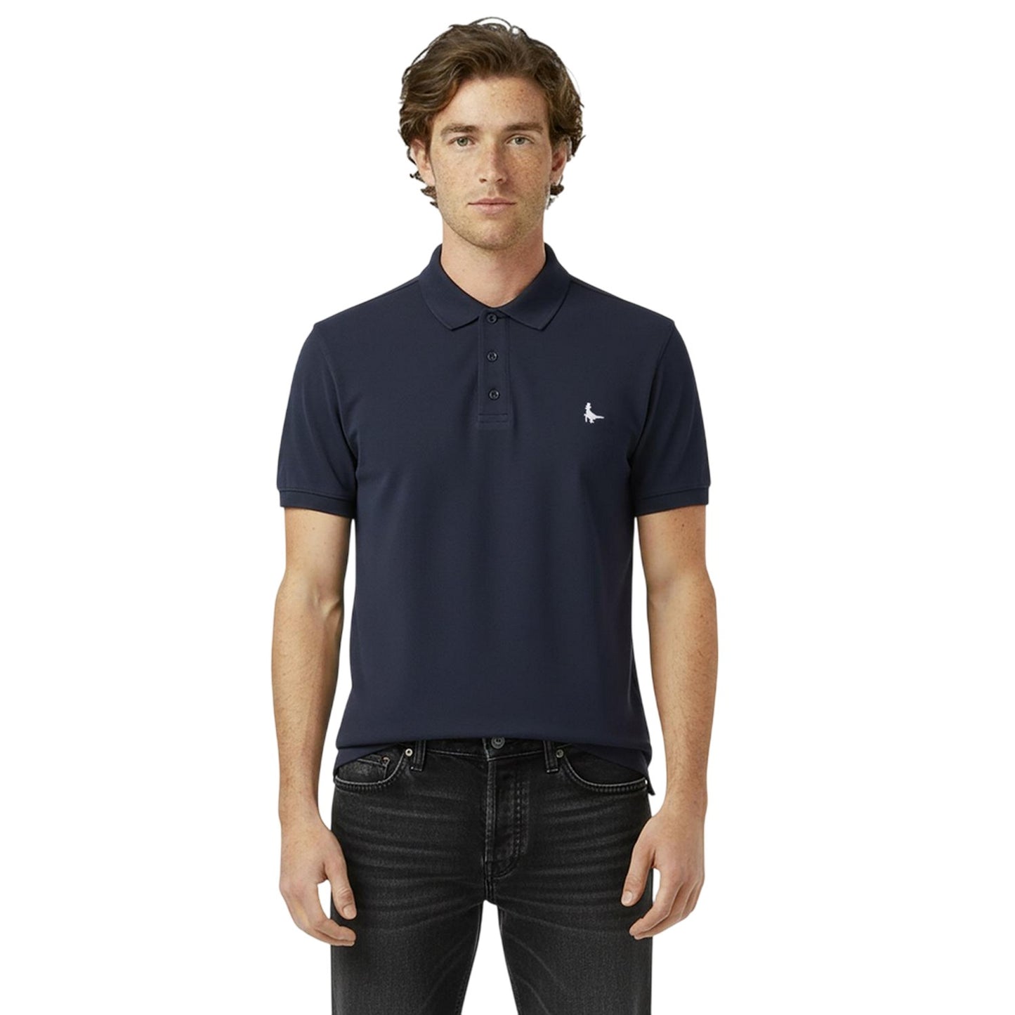 Navy - Side - Jack Wills Mens Classic Embroidered Logo Polo Shirt