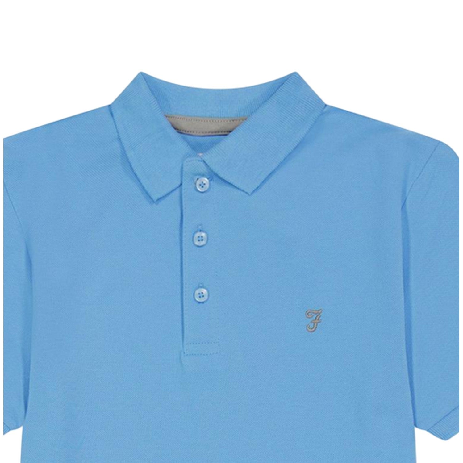 Breezy Blue - Side - Farah Boys Bugsworth Embroidered Short-Sleeved Polo Shirt