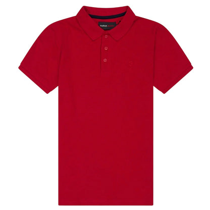 Dark Red - Front - Farah Boys Bugsworth Embroidered Short-Sleeved Polo Shirt