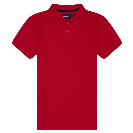 Dark Red - Front - Farah Boys Bugsworth Embroidered Short-Sleeved Polo Shirt