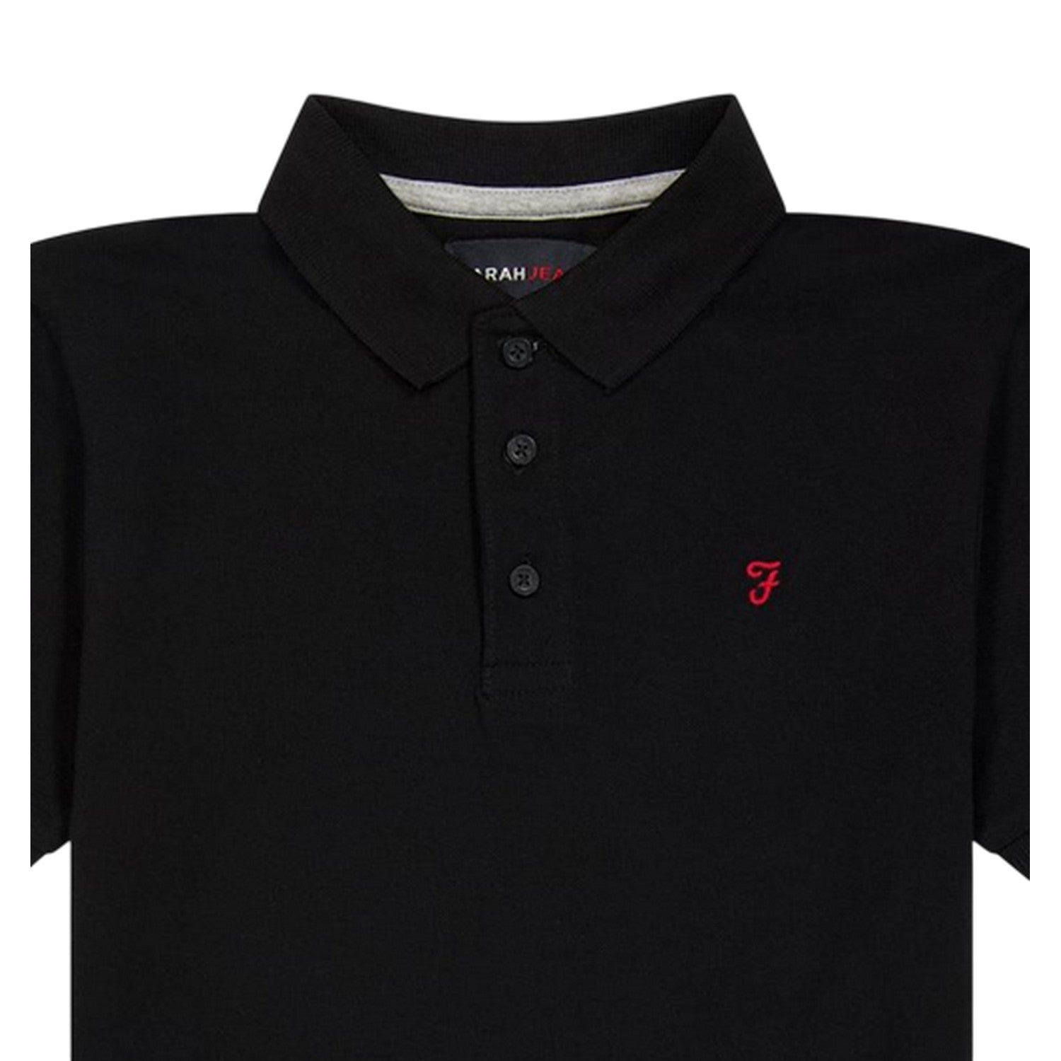 Black - Side - Farah Boys Bugsworth Embroidered Short-Sleeved Polo Shirt