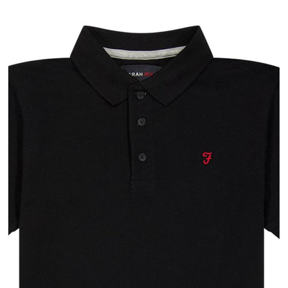 Black - Side - Farah Boys Bugsworth Embroidered Short-Sleeved Polo Shirt