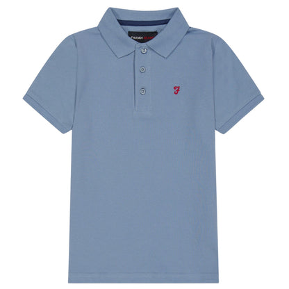 Dusky Blue - Front - Farah Boys Bugsworth Embroidered Short-Sleeved Polo Shirt