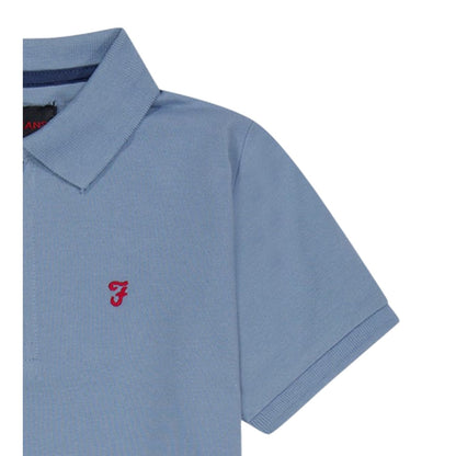 Dusky Blue - Lifestyle - Farah Boys Bugsworth Embroidered Short-Sleeved Polo Shirt
