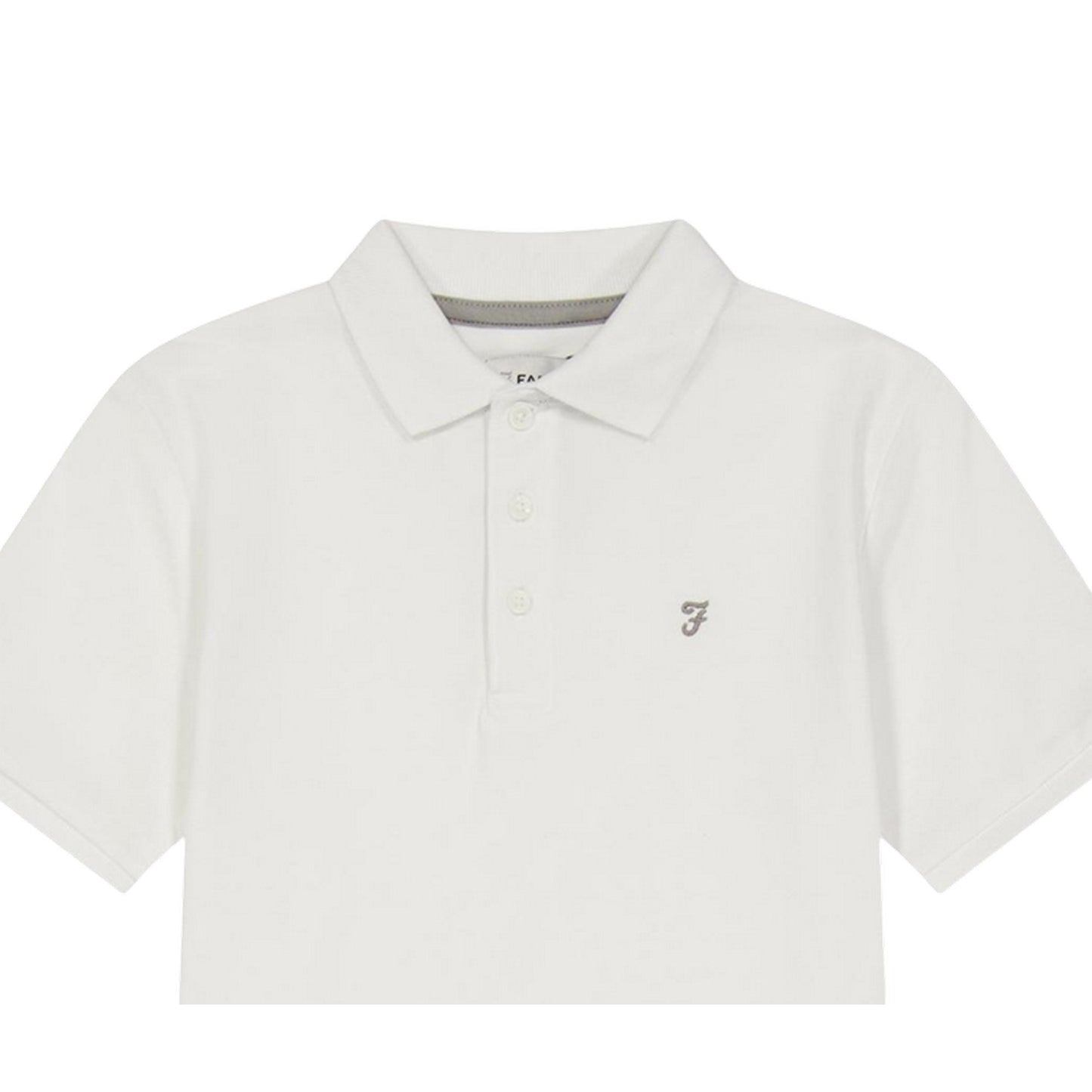 White - Side - Farah Boys Bugsworth Embroidered Short-Sleeved Polo Shirt