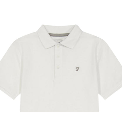 White - Side - Farah Boys Bugsworth Embroidered Short-Sleeved Polo Shirt