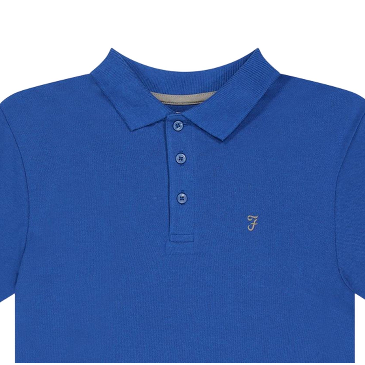 Blue - Side - Farah Boys Bugsworth Embroidered Short-Sleeved Polo Shirt