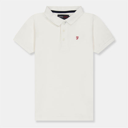 White-Red - Front - Farah Boys Bugsworth Embroidered Short-Sleeved Polo Shirt