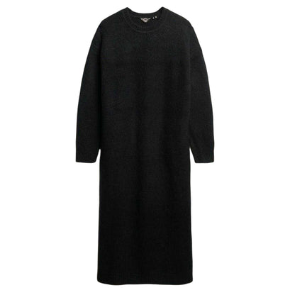 Black Twist - Front - Superdry Womens-Ladies Knitted Relaxed Fit Sweater Dress