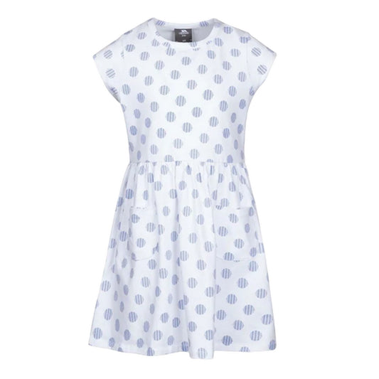 White - Front - Trespass Girls Polka Dot & Stripe Casual Dress
