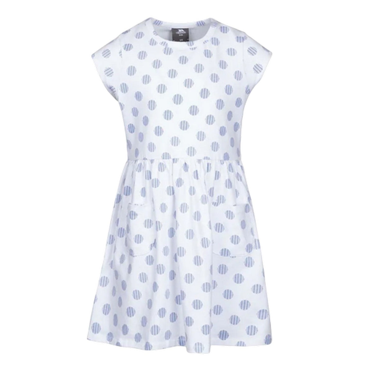 White - Front - Trespass Girls Polka Dot & Stripe Casual Dress