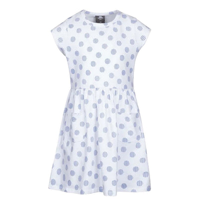 White - Front - Trespass Girls Polka Dot & Stripe Casual Dress