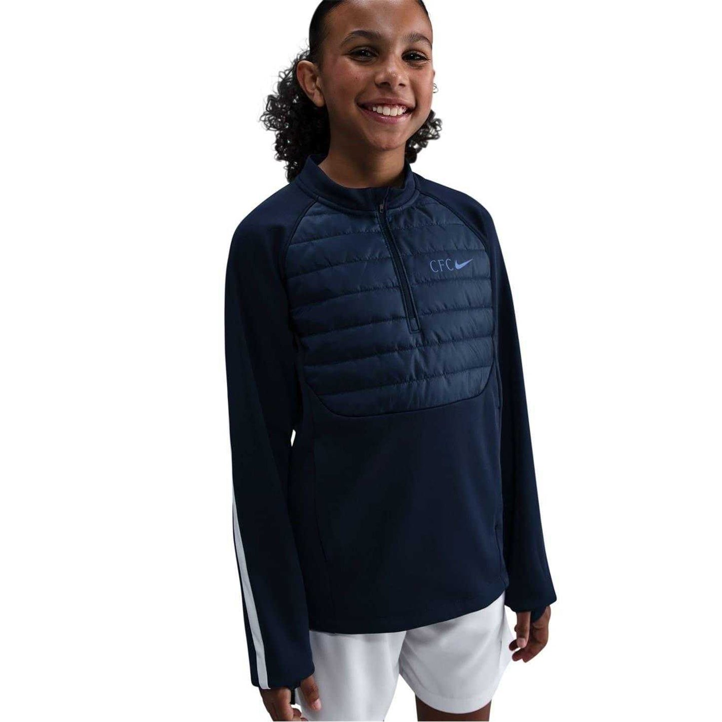 Navy - Side - Nike Childrens-Kids Winter Warrior Chelsea FC Drill Top
