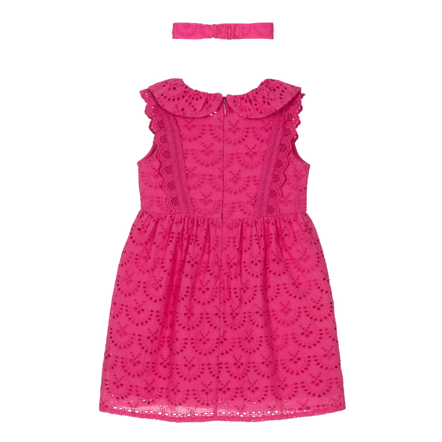Fuchsia - Back - Carrement Beau Girls Sleeveless Dress And Headband Set