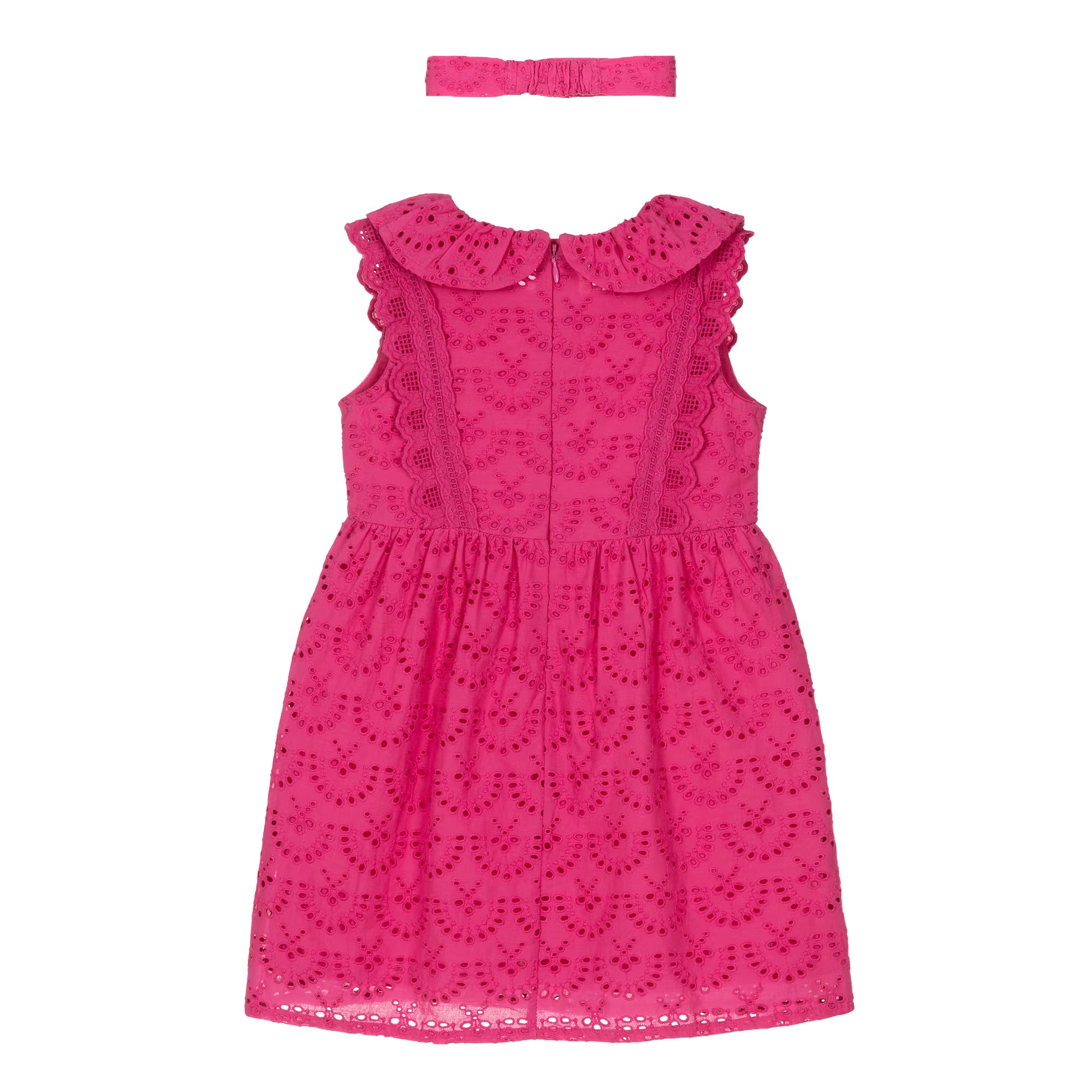 Fuchsia - Back - Carrement Beau Girls Sleeveless Dress And Headband Set
