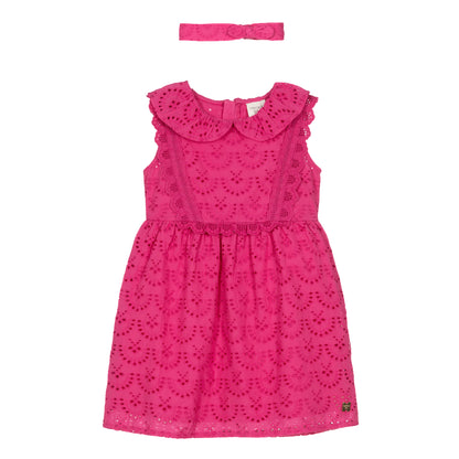 Fuchsia - Front - Carrement Beau Girls Sleeveless Dress And Headband Set