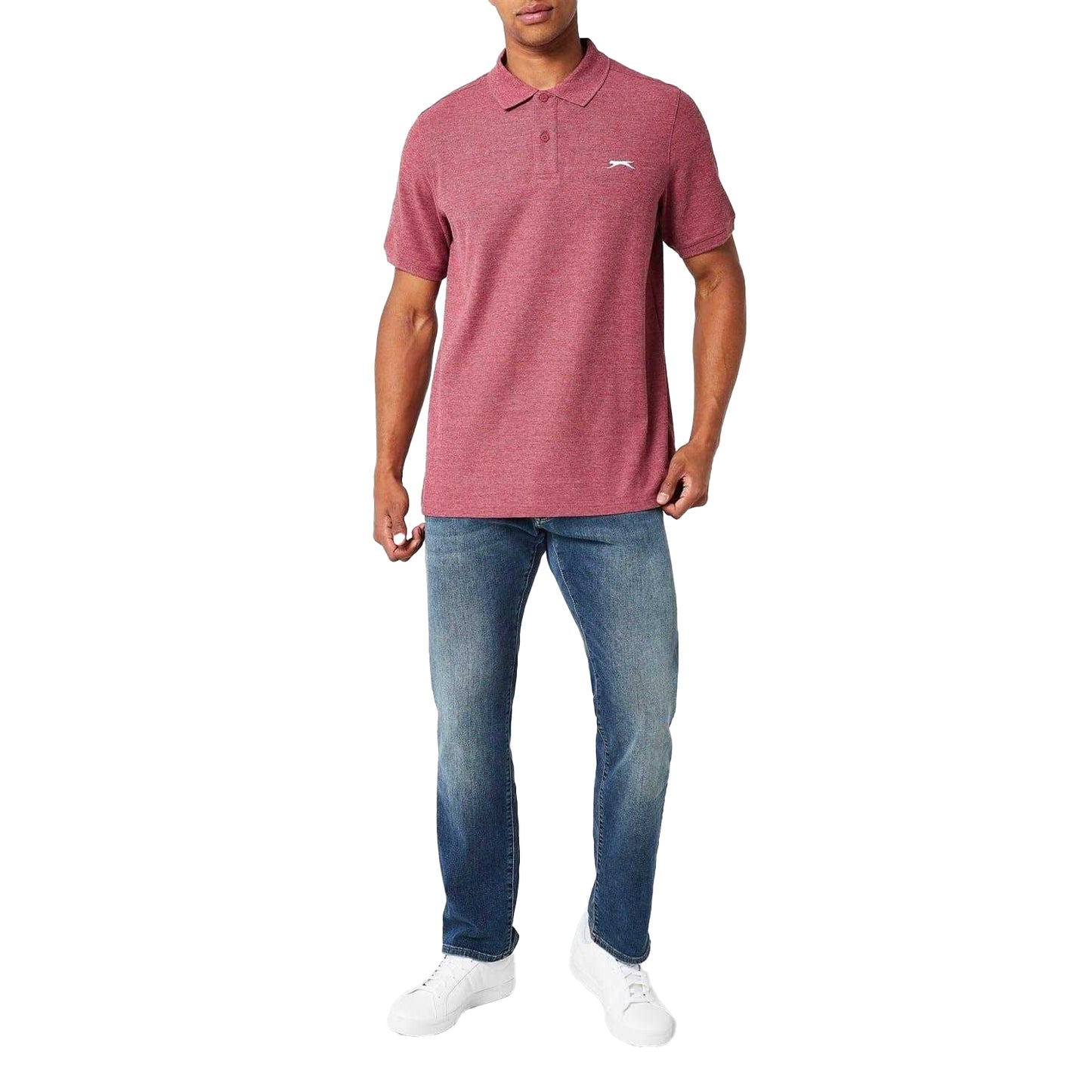 Burgundy Marl - Side - Slazenger Mens Embroidered Logo Polo Shirt