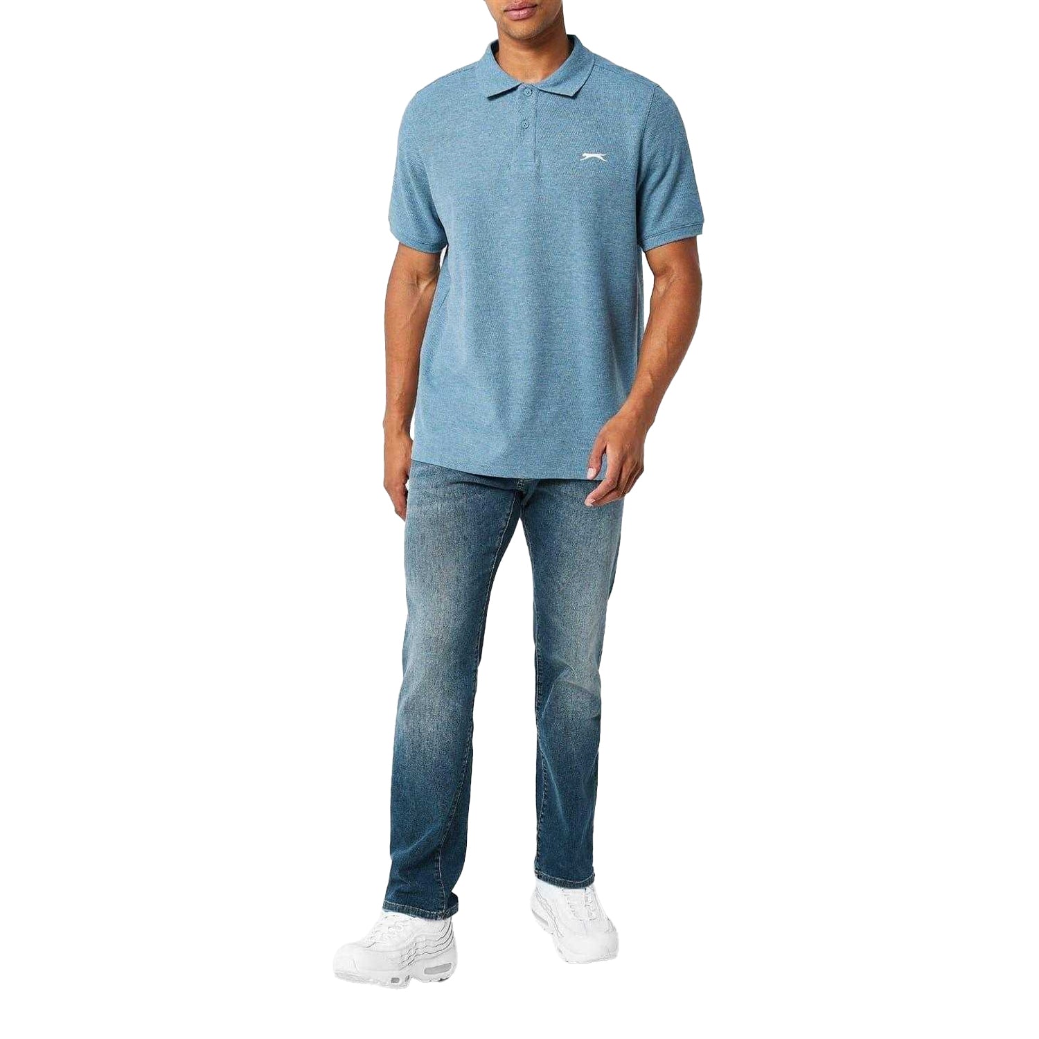 Denim Blue Marl - Side - Slazenger Mens Embroidered Logo Polo Shirt