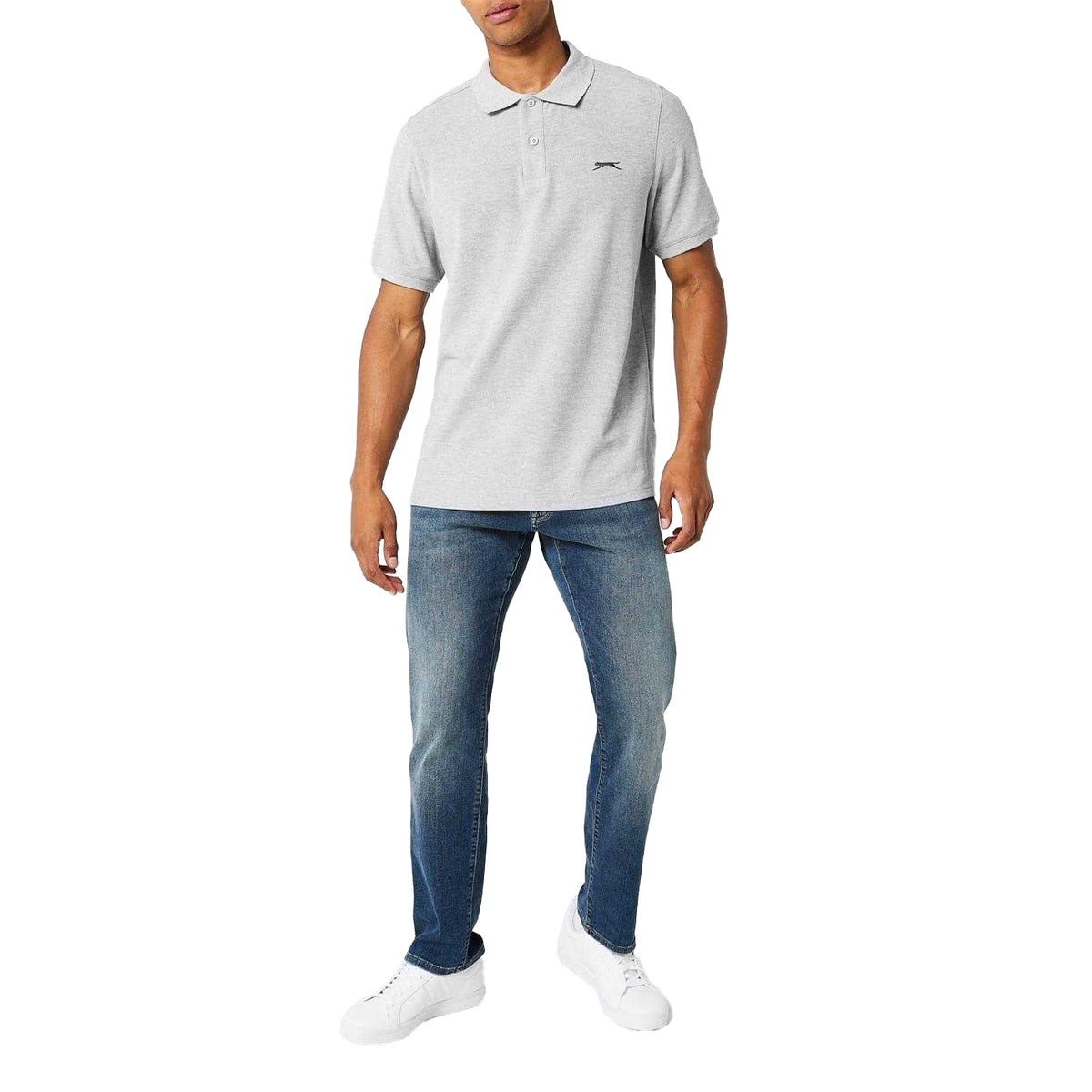 Grey Marl - Side - Slazenger Mens Embroidered Logo Polo Shirt